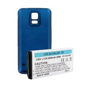 SAMSUNG GALAXY S5 EXTENDED BATTERY W/NFC BLUE COVER + FREE SHIPPING
