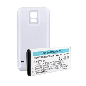 SAMSUNG GALAXY S5 EXTENDED BATTERY W/NFC WHITE COVER + FREE SHIPPING