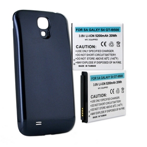 SAMSUNG GALAXY S4 5.2Ah EXTENDED NFC BATTERY WITH BLUE COVER + FREE SHIPPING