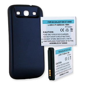 SAMSUNG GALAXY S III 4200mAh EXTENDED BATTERY WITH NFC BLUE CVR + FREE SHIPPING