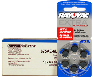 Rayovac 675AE Hearing Aid Batteries 10 Wheels 6 Per Wheel + FREE SHIPPING