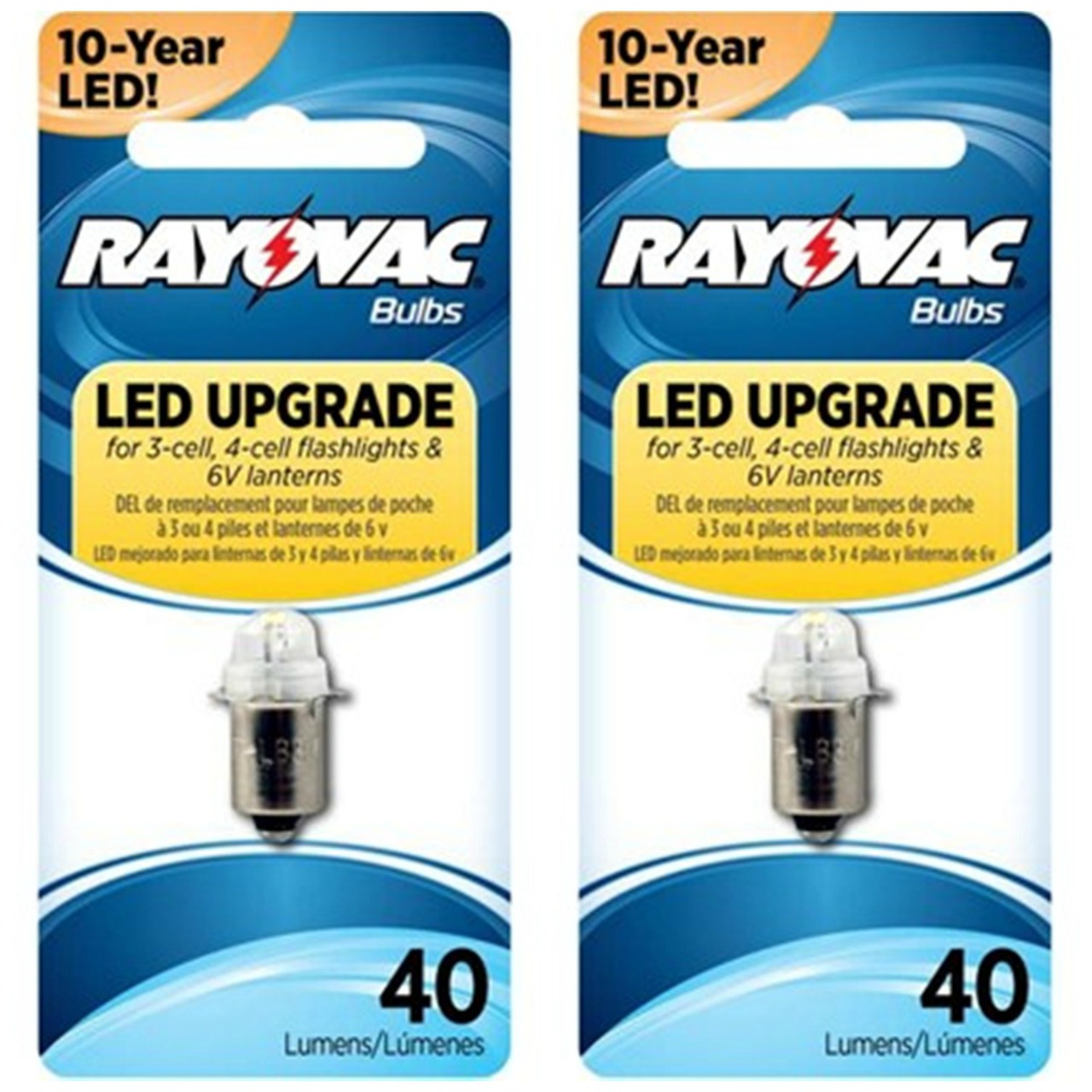 Rayovac LED Upgrade Bulb For 3-Cell  4-Cell Flashlights And Lanterns 4V6VLED -2 Pack + FREE SHIPPING!
