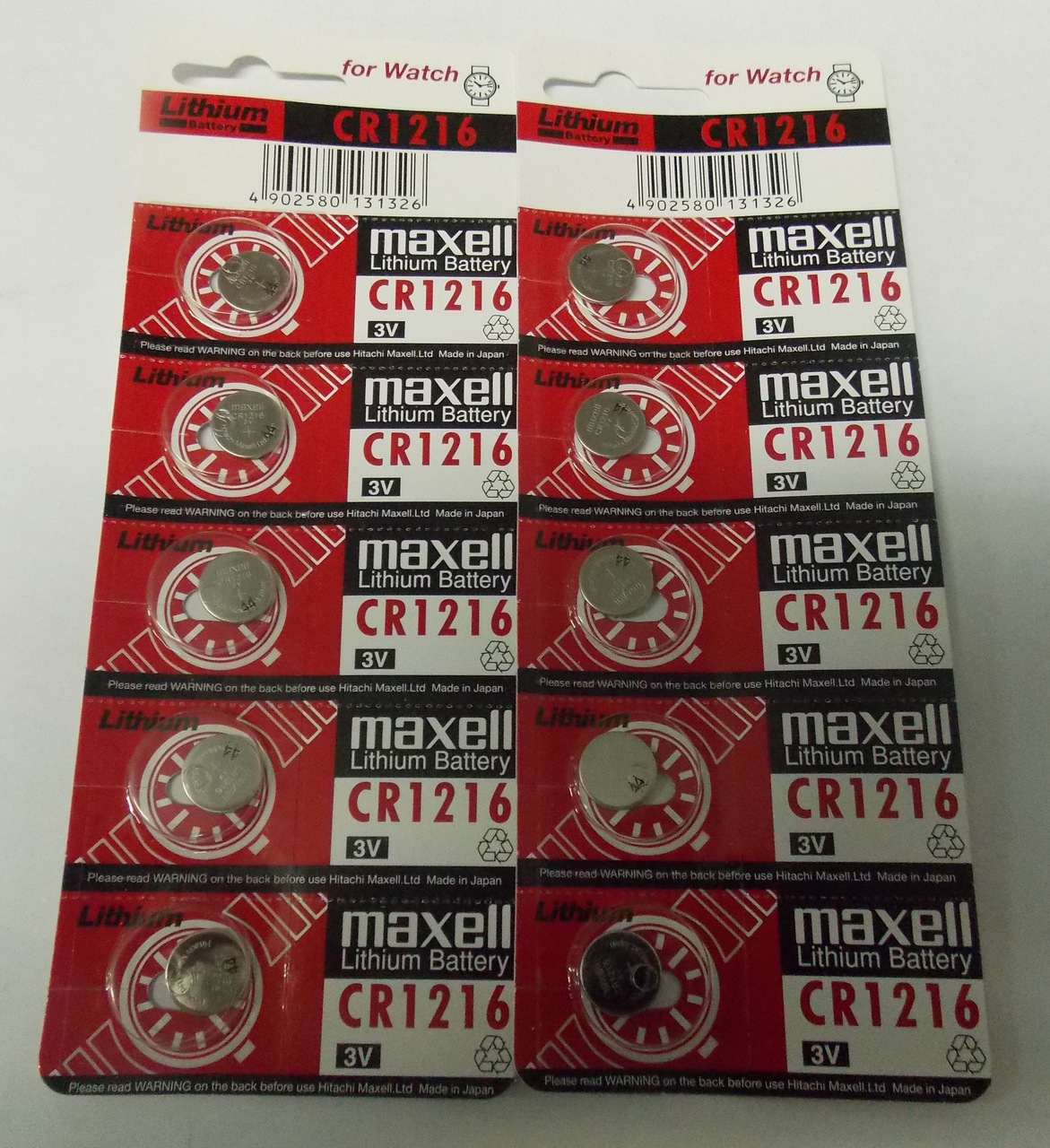 Maxell CR1216 3 Volt Lithium Coin Battery - 10 Pack + FREE SHIPPING
