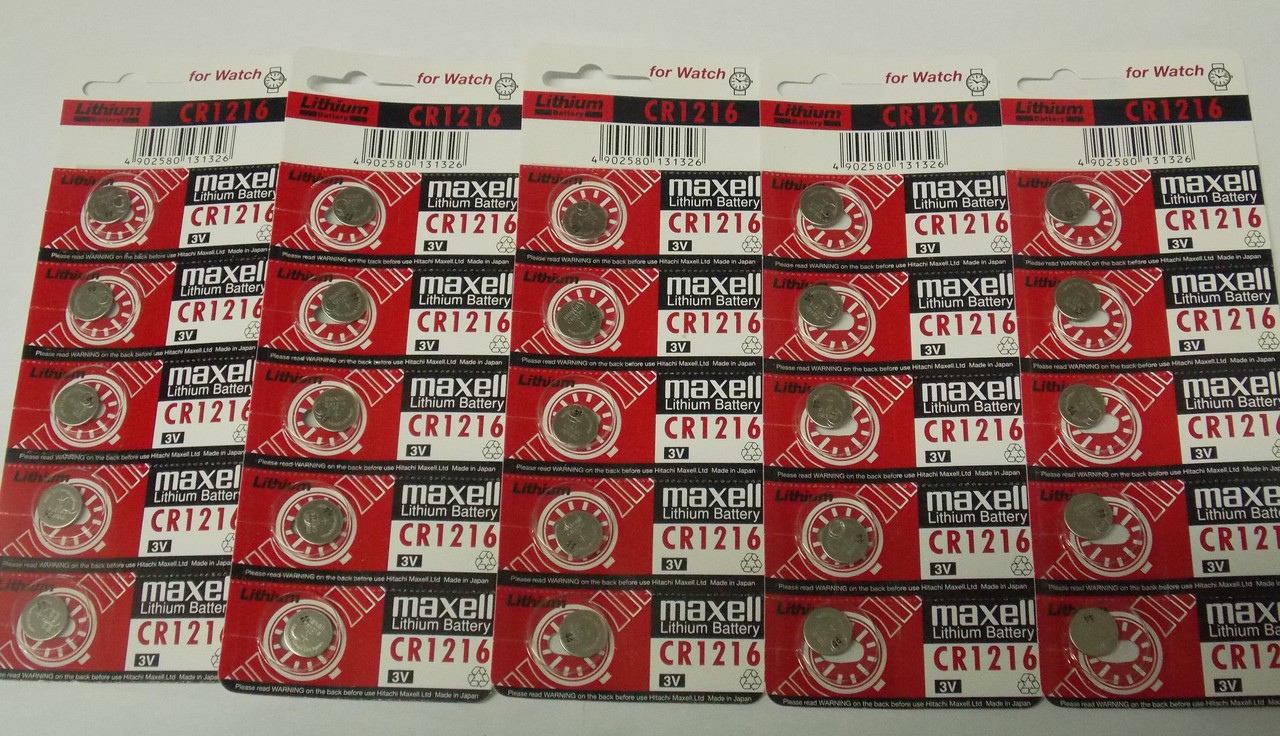 Maxell CR1216 3 Volt Lithium Coin Battery - 25 Pack + FREE SHIPPING