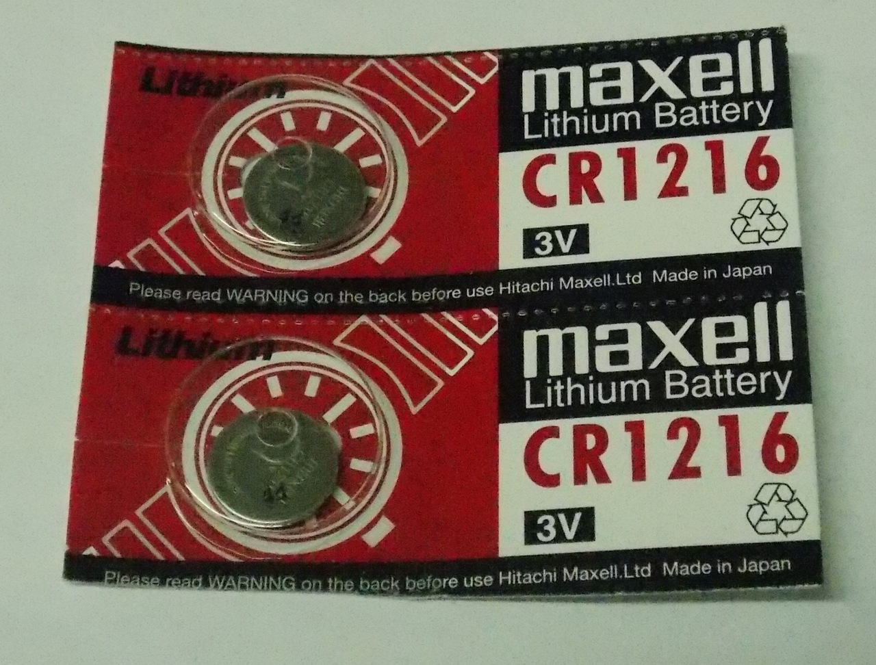 Maxell CR1216 3 Volt Lithium Coin Battery - 2 Pack + FREE SHIPPING