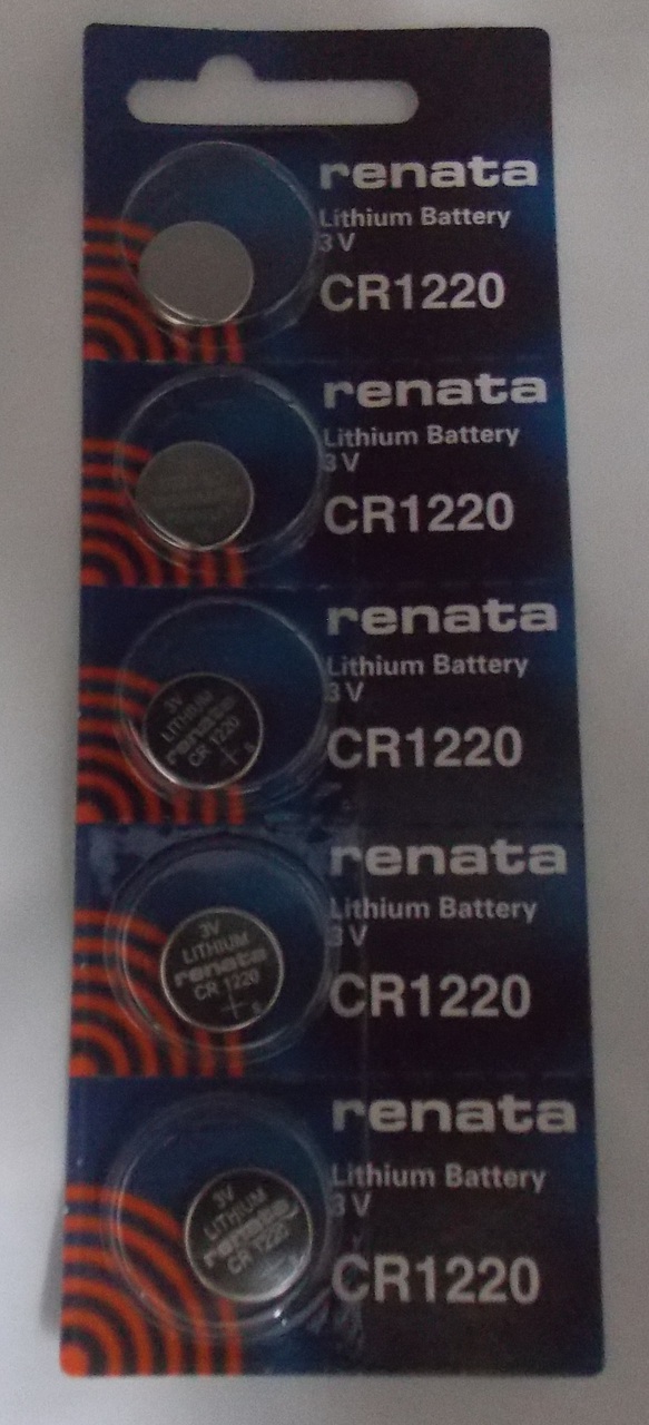 Renata CR1220 3V Lithium Coin Battery - 5 Pack + FREE SHIPPING!