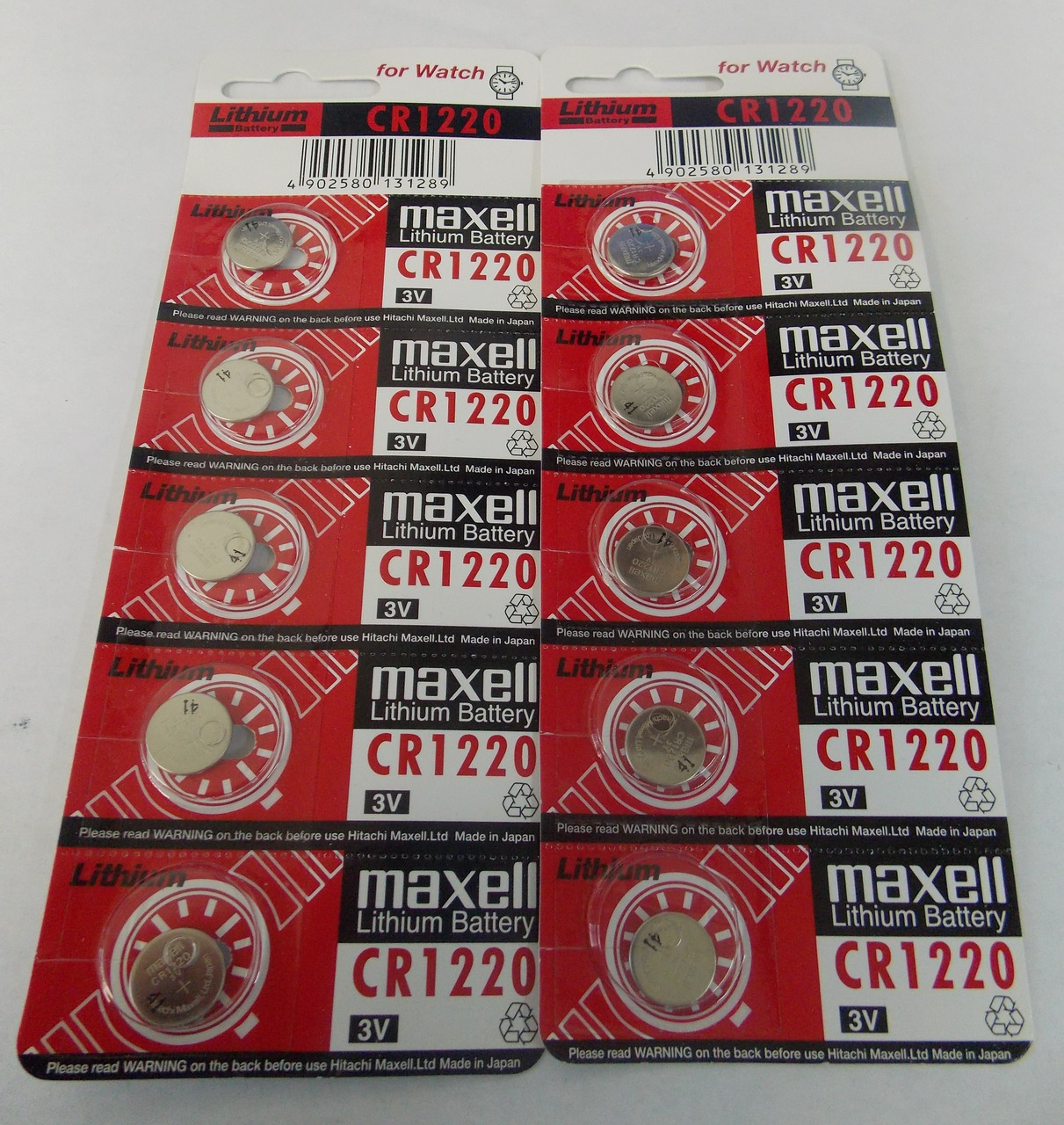 Maxell CR1220 3V Lithium Coin Battery  10 Pack -  FREE SHIPPING!