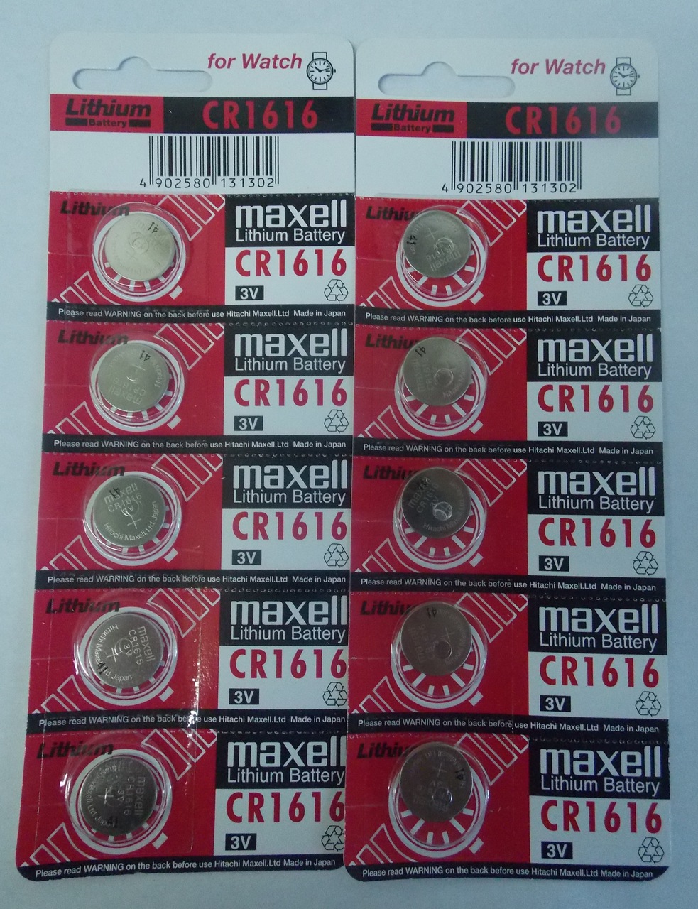 Maxell CR1616 3 Volt Lithium Coin Battery - 10 Pack - FREE SHIPPING