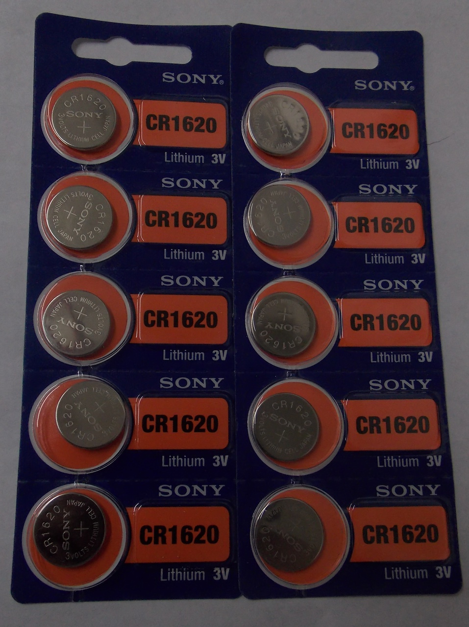 Sony CR1620 3V Lithium Coin Battery - 10 Pack + FREE SHIPPING!