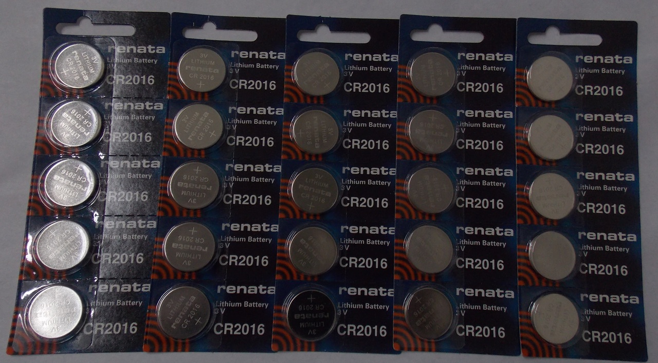 Renata CR2016 3V Lithium Coin Battery - 25 Pack + FREE SHIPPING