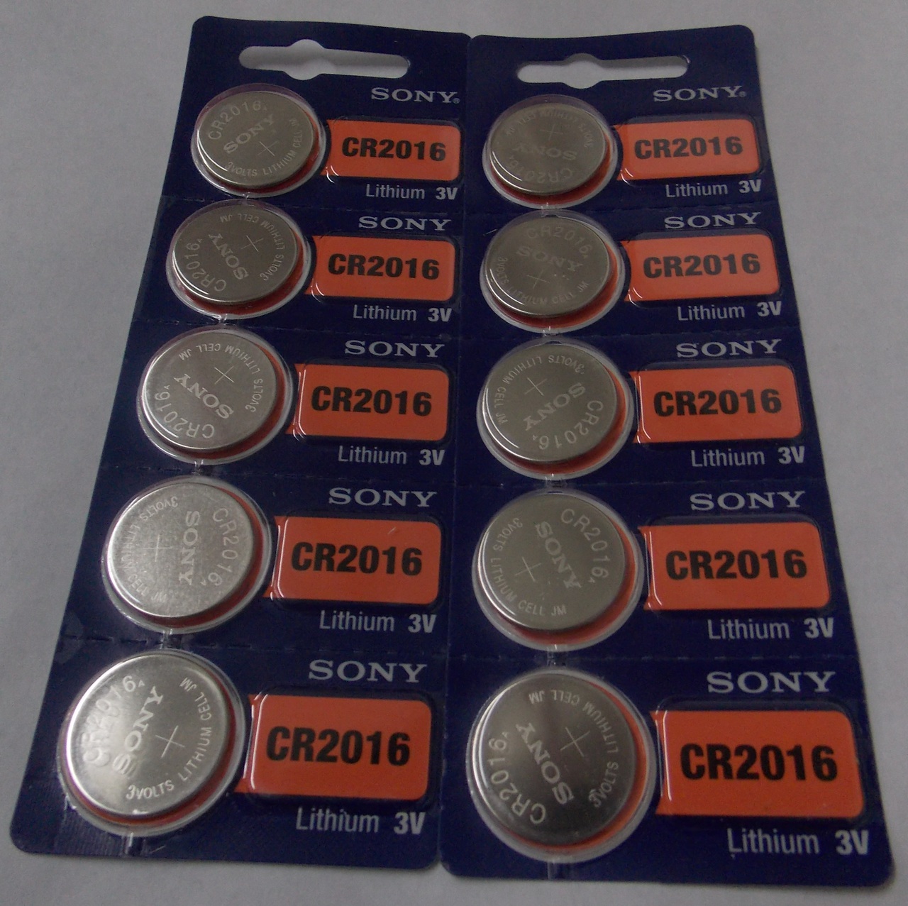 Sony CR2016 3V Lithium Coin Battery - 10 Pack + FREE SHIPPING
