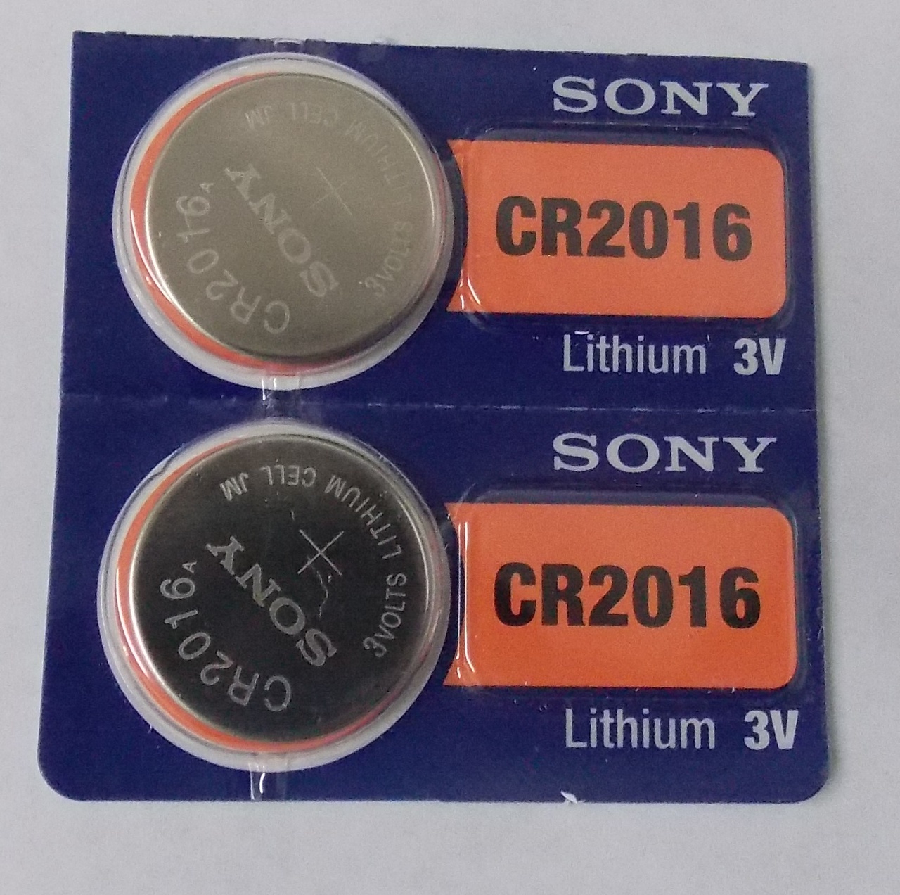 Sony CR2016 3V Lithium Coin Battery - 2 Pack + FREE SHIPPING