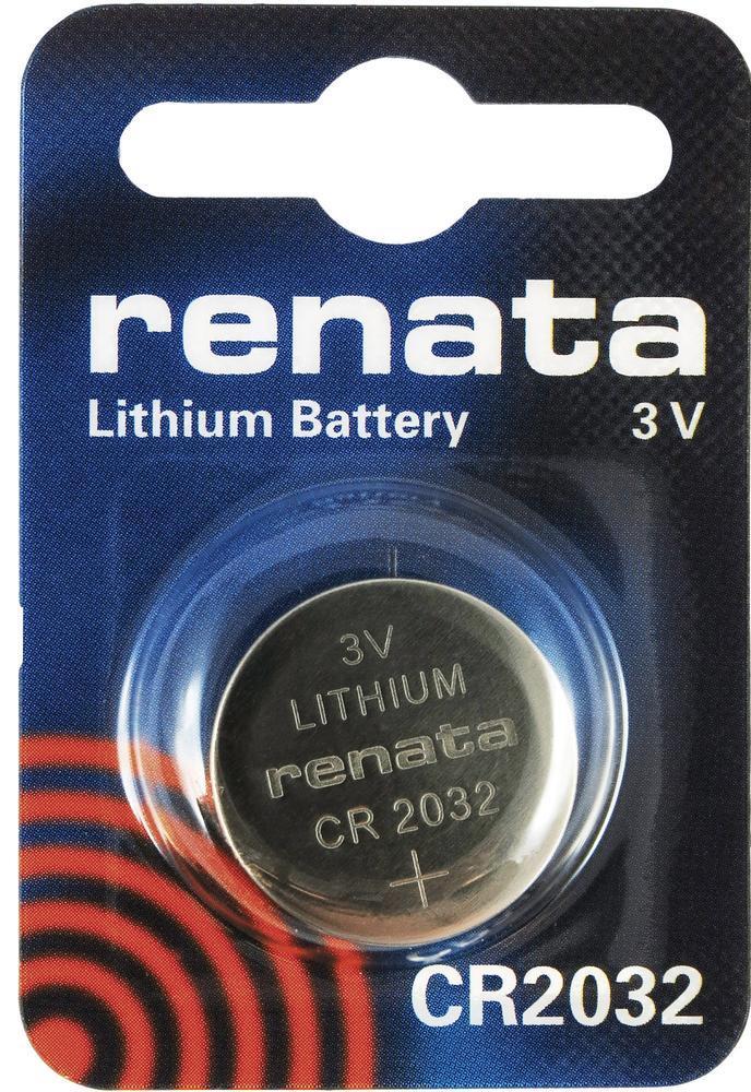 Renata CR2032 3V Lithium Coin Battery On Mini Blister Pack - 5 Pack + Free Shipping