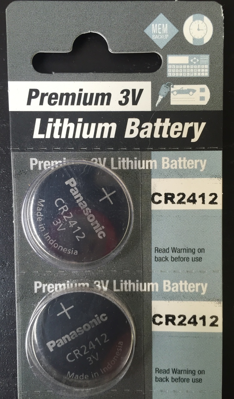 Panasonic CR2412 3V Lithium Coin Battery - 2 Pack + Free Shipping