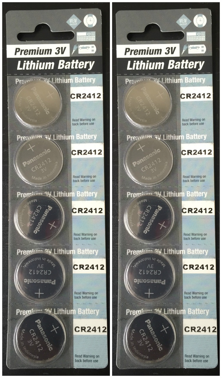 Panasonic CR2412 3V Lithium Coin Battery - 10 Pack + Free Shipping