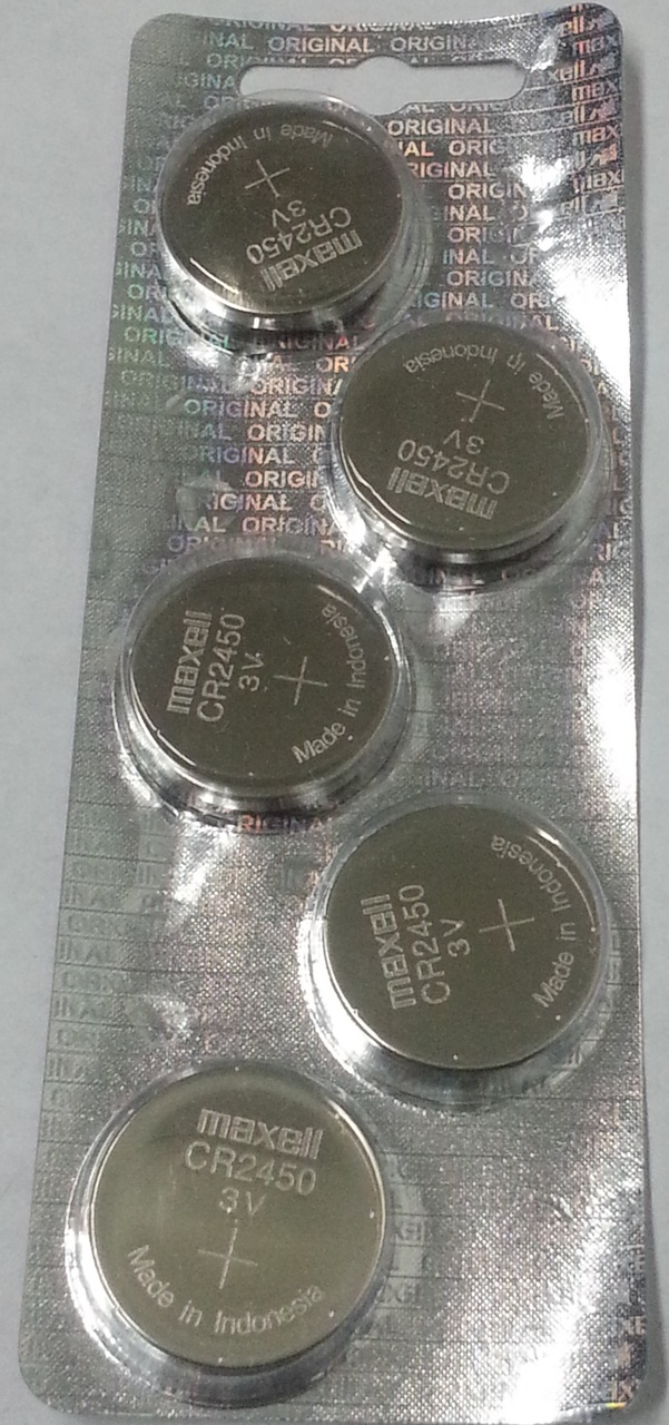 Maxell CR2450 3V Lithium Coin Battery - 5 Pack + FREE SHIPPING!