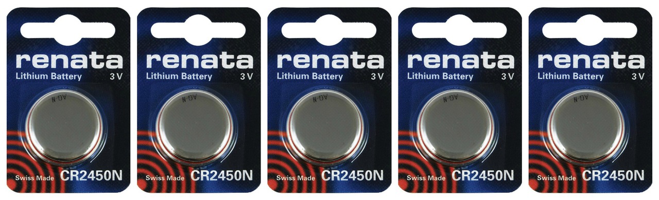 Renata CR2450N 3V Lithium Coin Battery 5 Pack + FREE SHIPPING!