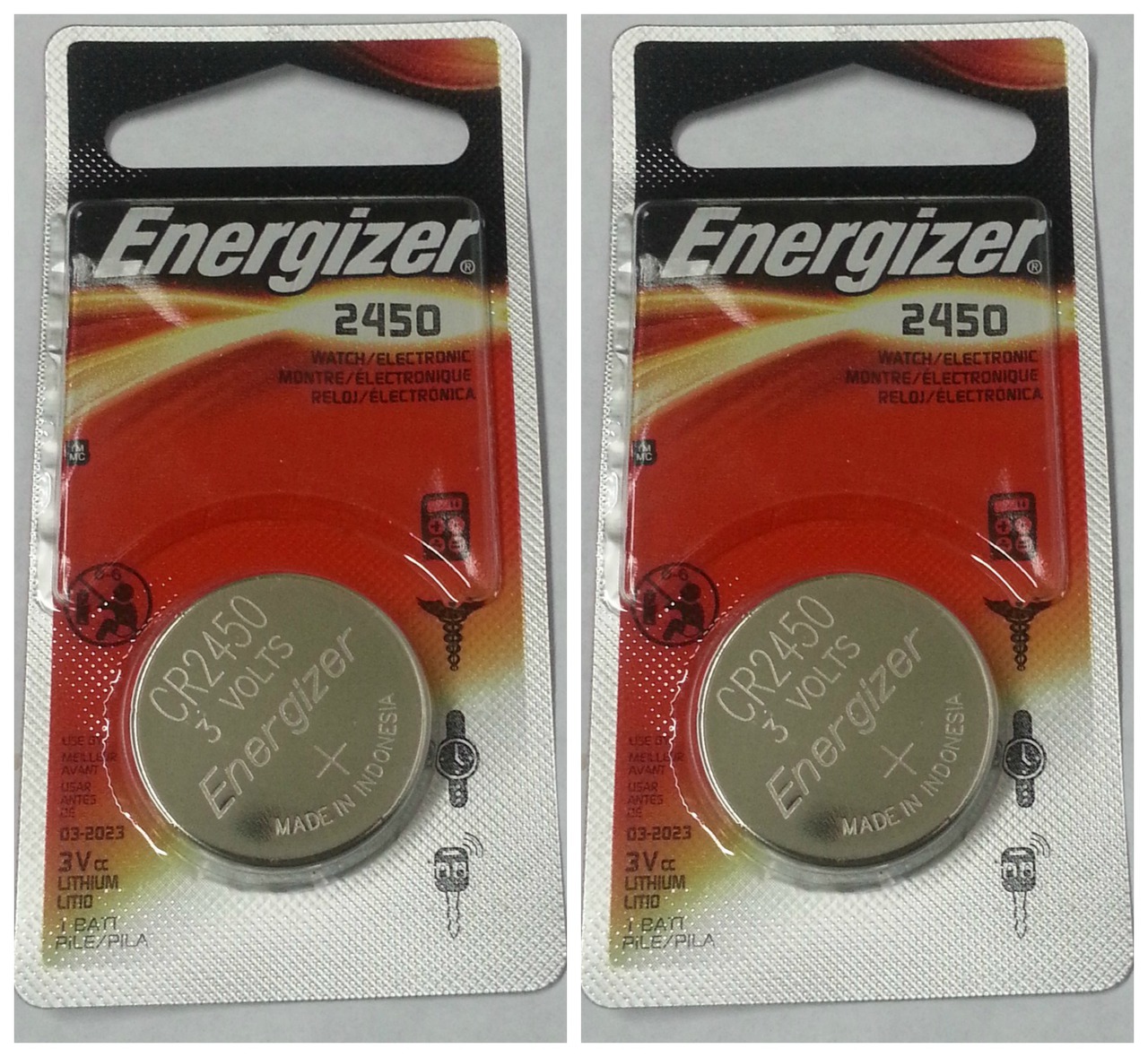 Energizer CR2450 3V Lithium Coin Battery 2 Pack + FREE SHIPPING