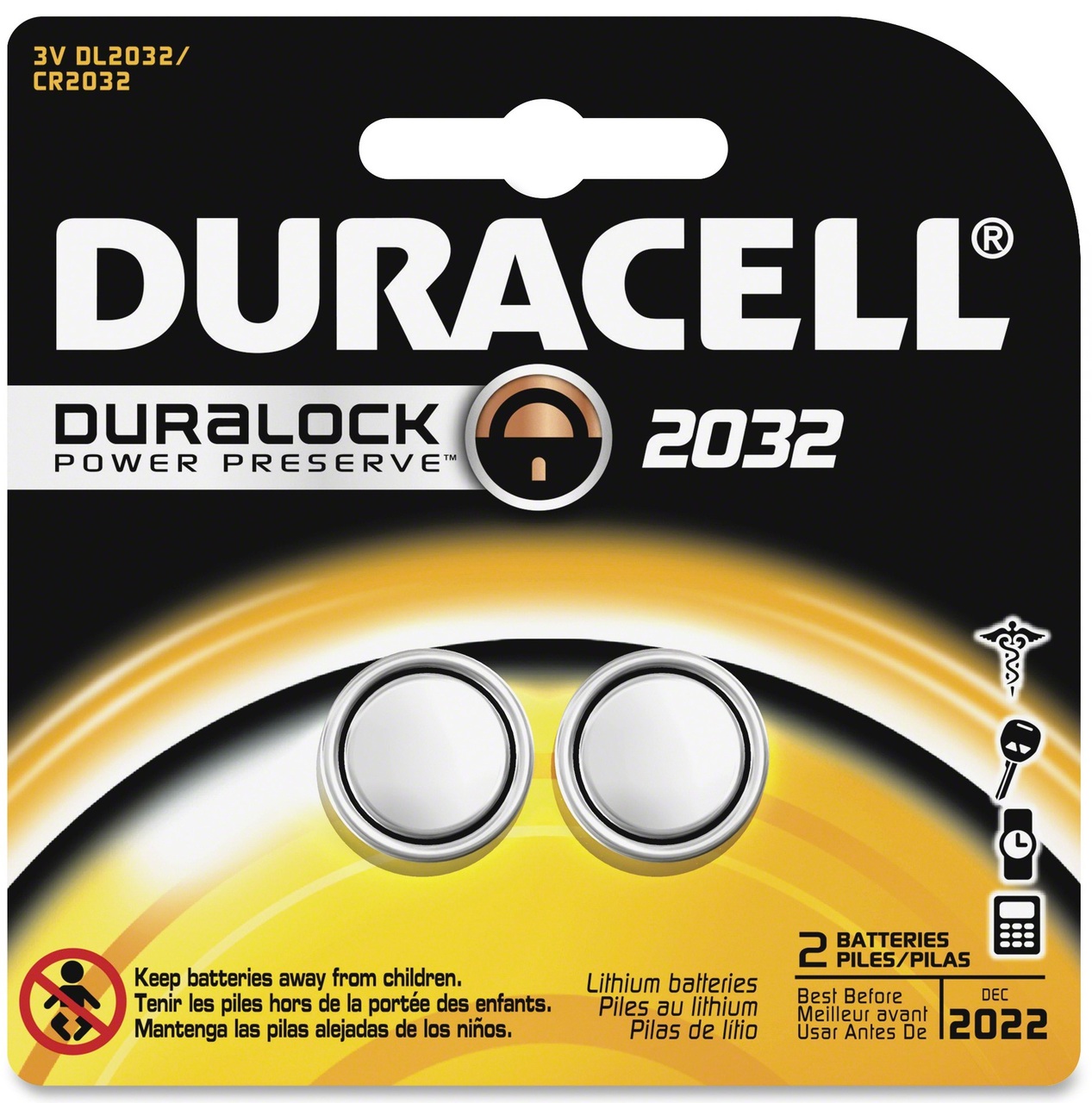Duracell 2032 Coin Battery - 4 Pack  (2 Retail Cards Of 2) - FREE SHIPPING