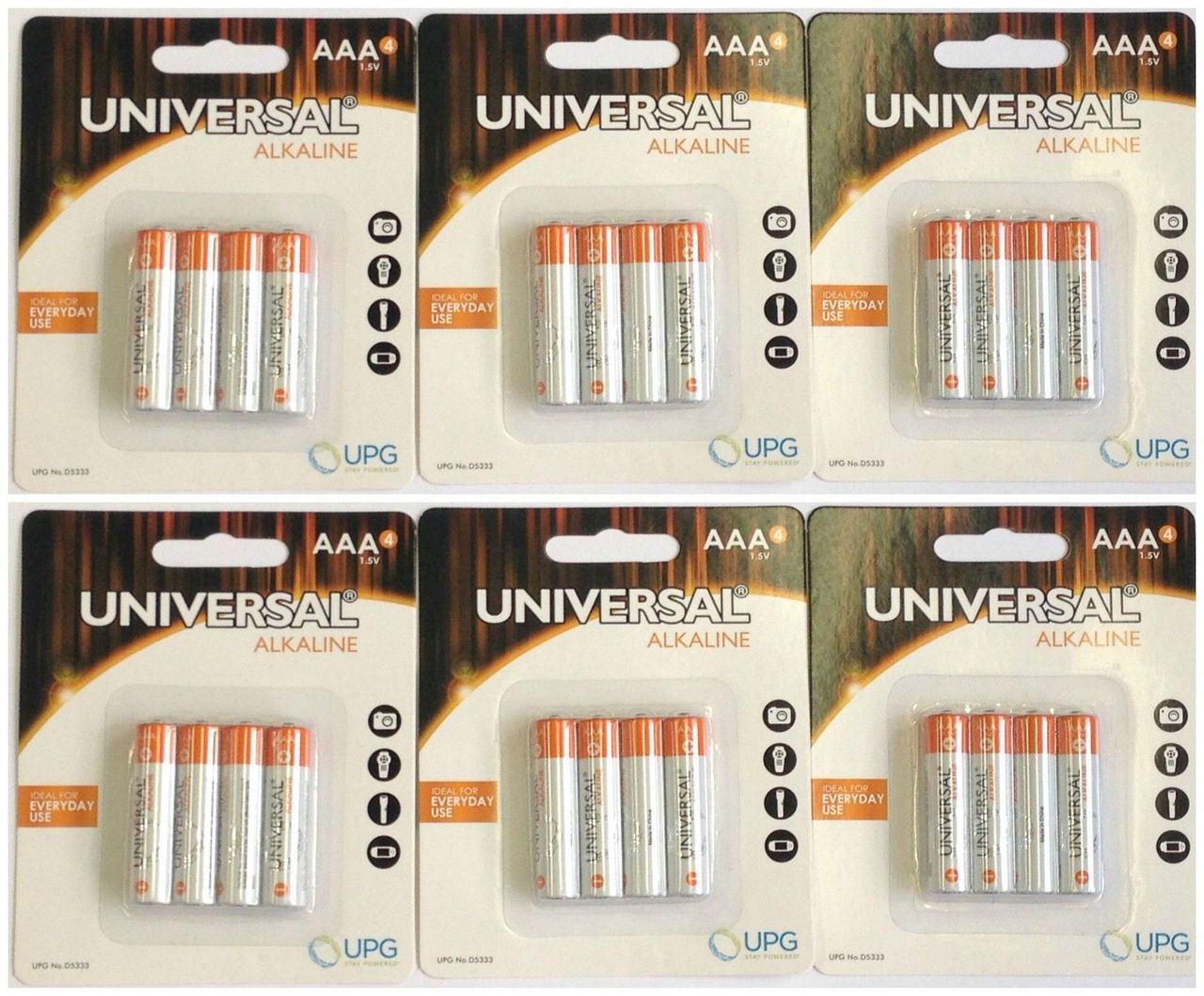 PACK OF 48 UNIVERSAL AAA - ALKALINE BATTERIES IN RETAIL PACKAGING + FREE SHIPPING