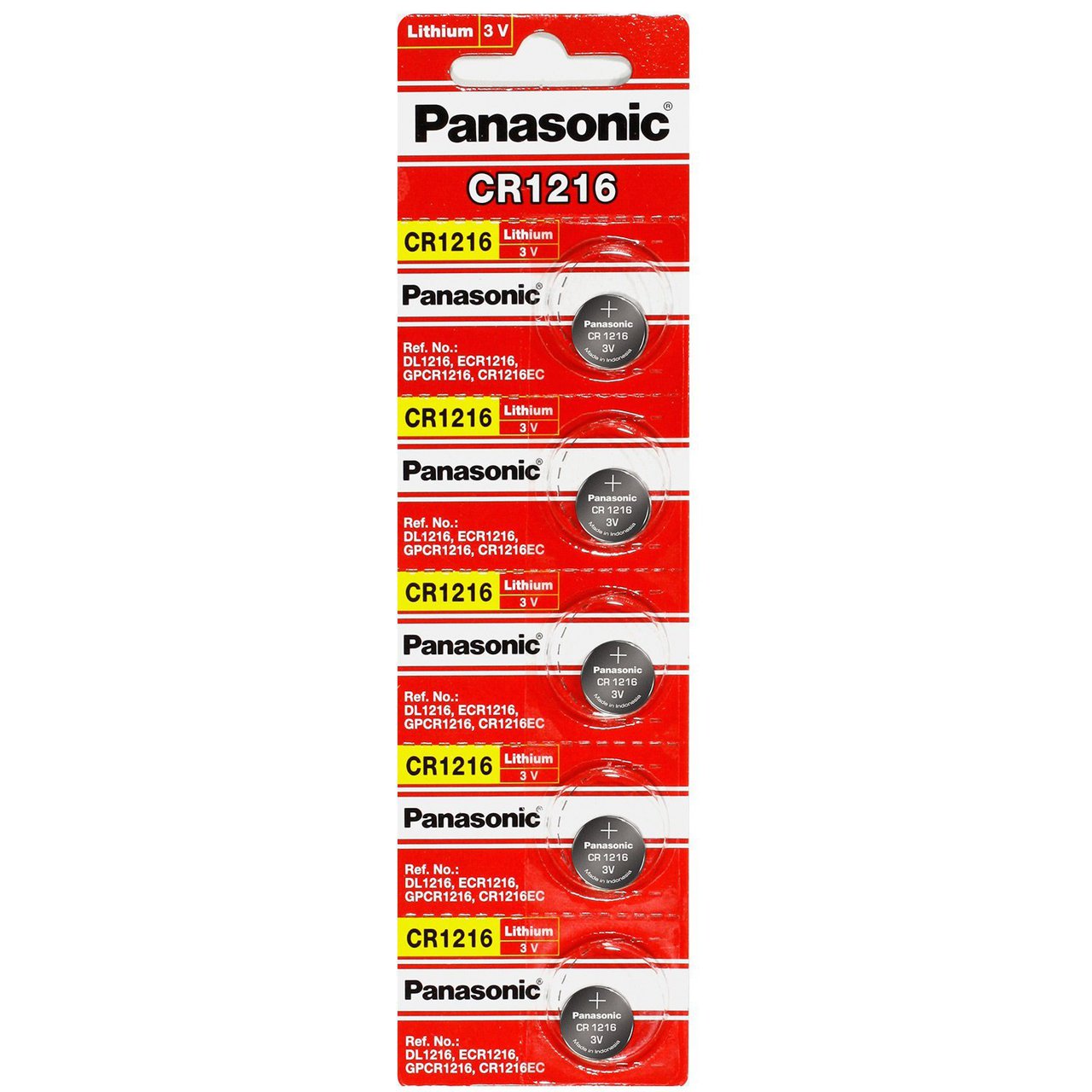 Panasonic CR1216 3V Lithium Coin Battery - 5 Pack + FREE SHIPPING!