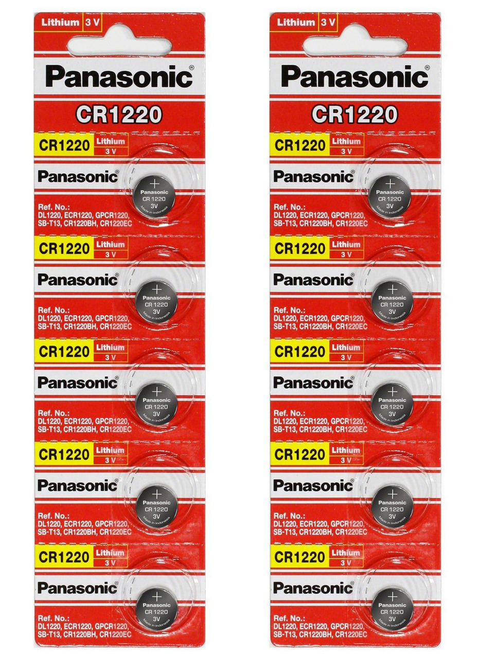 Panasonic CR1220 3V Lithium Coin Battery - 10 Pack + FREE SHIPPING!