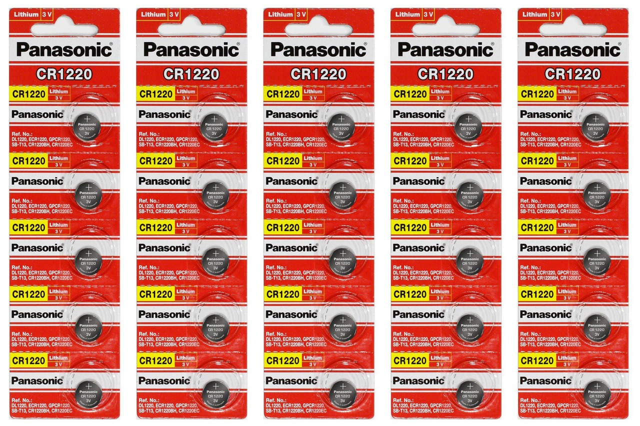 Panasonic CR1220 3V Lithium Coin Battery - 25 Pack + FREE SHIPPING!