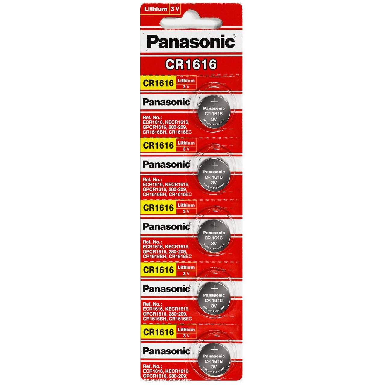 Panasonic CR1616 3V Lithium Coin Battery - 5 Pack + FREE SHIPPING!