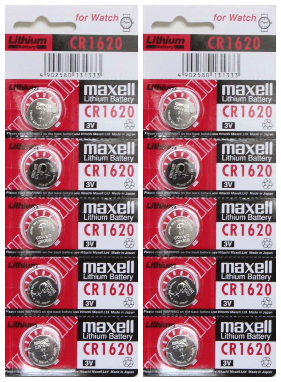 Maxell CR1620 3V Lithium Coin Battery 10 Pack -  FREE SHIPPING!