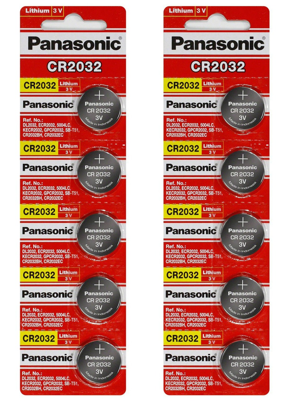 Panasonic CR2032 3V Lithium Coin Battery - 10 Pack + FREE SHIPPING!