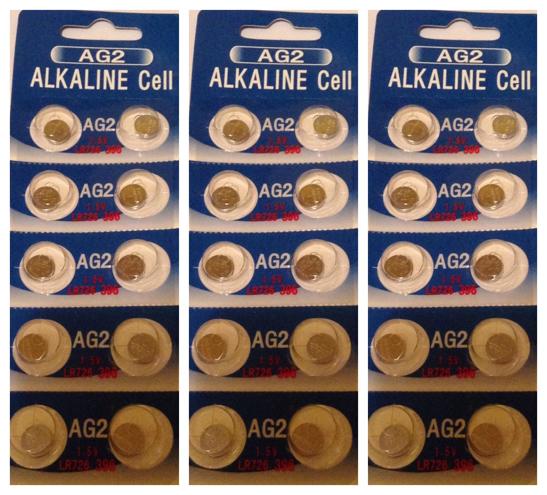 AG2 / LR726 Alkaline Button Watch Battery 1.5V - 30 Pack - FREE SHIPPING