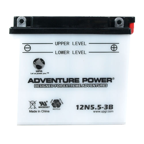 12N5.5-3B 12 Volt 5.5 Amp Hrs Conventional Power Sport Battery