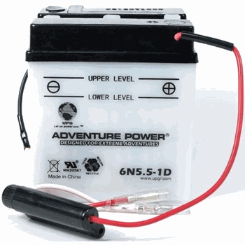 6N5.5-1D 6 Volt 5.5 Amp Hrs Conventional Power Sport Battery