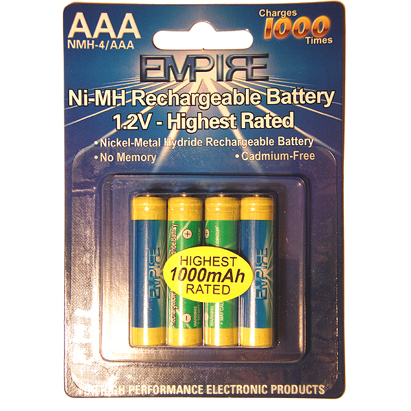 4AAA NMH RECHARGEABLE PER CARD Video Battery