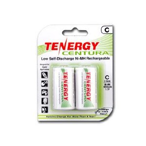 Tenergy Centura C Size Low Self-Discharge NiMH Rechargeable Batteries 2 Piece Card + FREE SHIPPING!