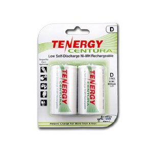 Tenergy Centura D Size Low Self-Discharge NiMH Rechargeable Batteries 2 Piece Card + FREE SHIPPING!