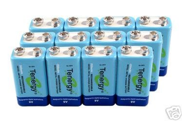 Tenergy 12 Pieces Of 9V 250mAh NiMH High Capacity Rechargeable Batteries + FREE SHIPPING!