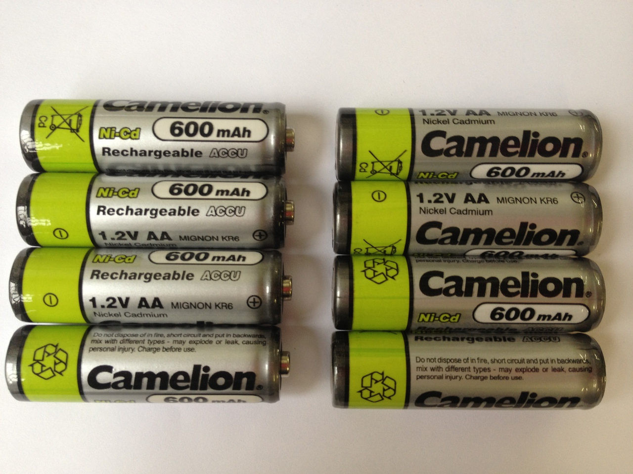 Camelion AA Rechargeable NiCD Batteries 600mAH 8 Pack + FREE SHIPPING!