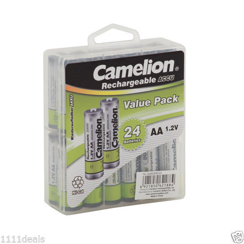 Camelion AA Rechargeable NiCD Batteries 800mAH 24 Pack  + FREE SHIPPING!