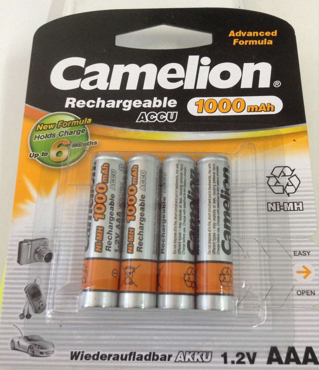 Camelion Advanced Formula AAA Rechargeable NiMH Batteries 1000mAh 4 Pack Retail + FREE SHIPPING!
