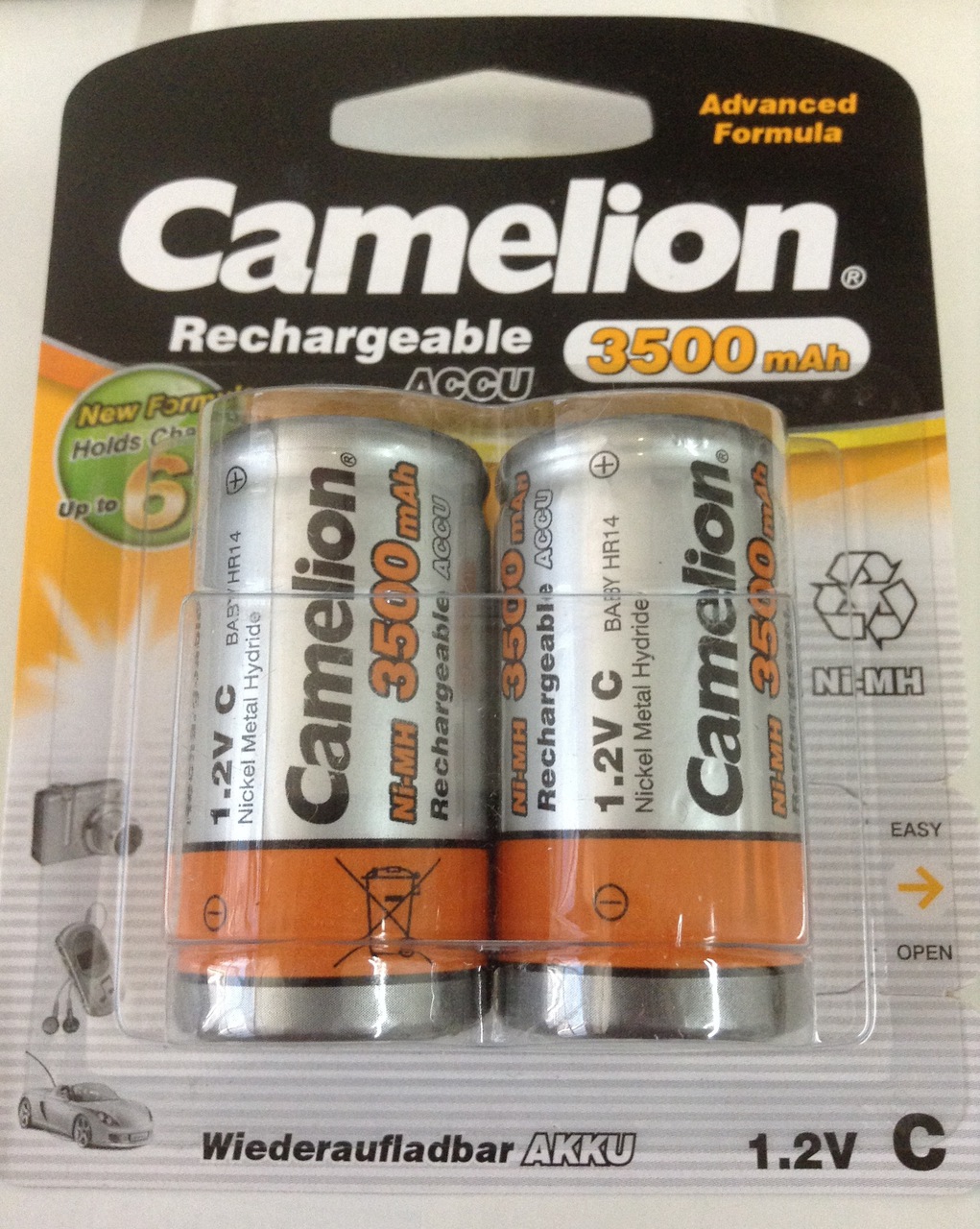 Camelion Advanced Formula C Rechargeable NiMH Batteries 3500mAh 2 Pack Retail + FREE SHIPPING!