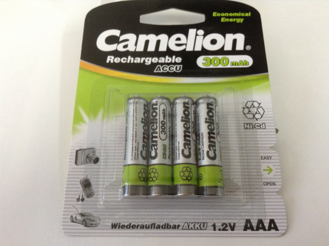 Camelion Economical Energy AAA Rechargeable NiCD Batteries 300mAh 4 Pack Retail + FREE SHIPPING!