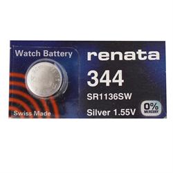 Renata 344 - SR1136SR Silver Oxide Button Battery 1.55V - 5 Pack + Free Shipping!     0% Mercury