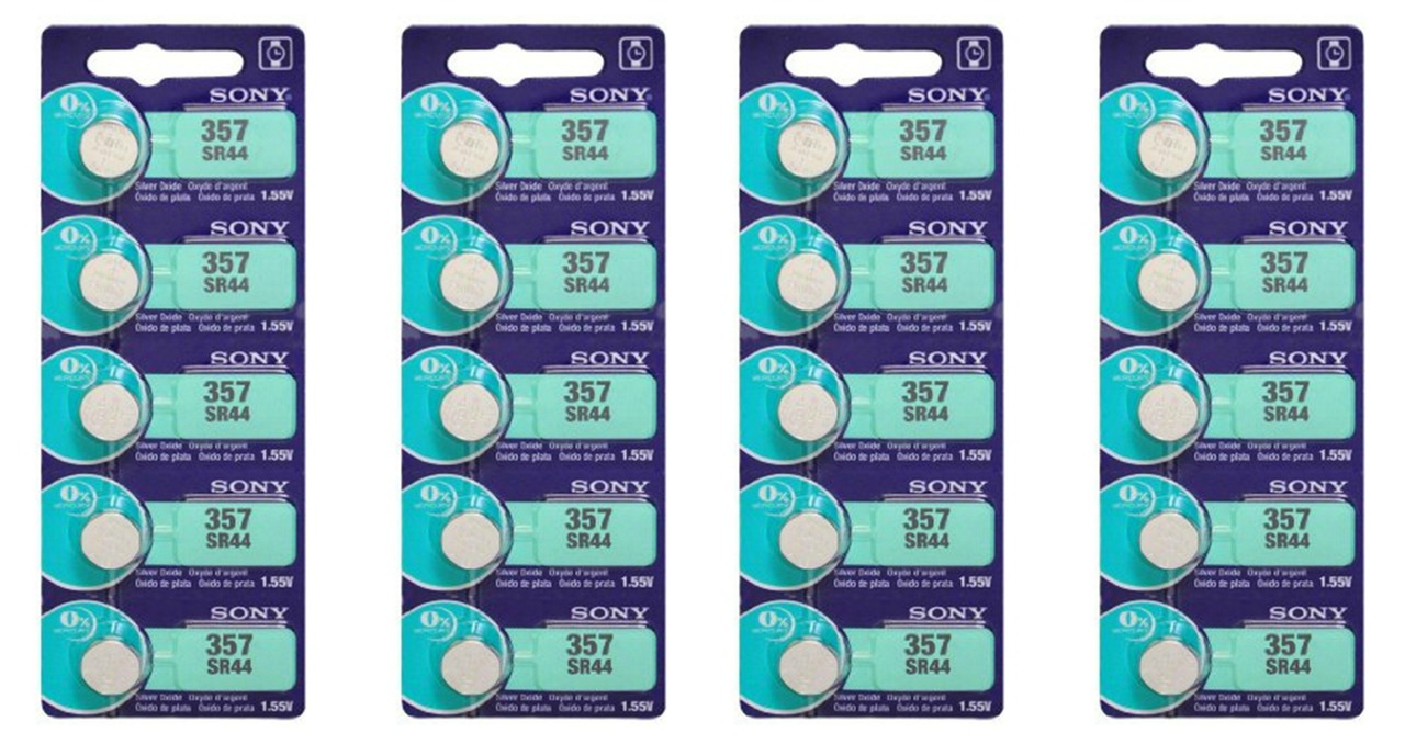 Sony 357/303 - SR44 Silver Oxide Button Battery 1.55V - 20 Pack + FREE SHIPPING!