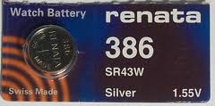 Renata 386/301 - SR43 Silver Oxide Button Battery 1.55V - 5 Pack + FREE SHIPPING!