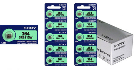 Sony 364 - SR621 Silver Oxide Button Battery 1.55V - 50 Pack + FREE SHIPPING!