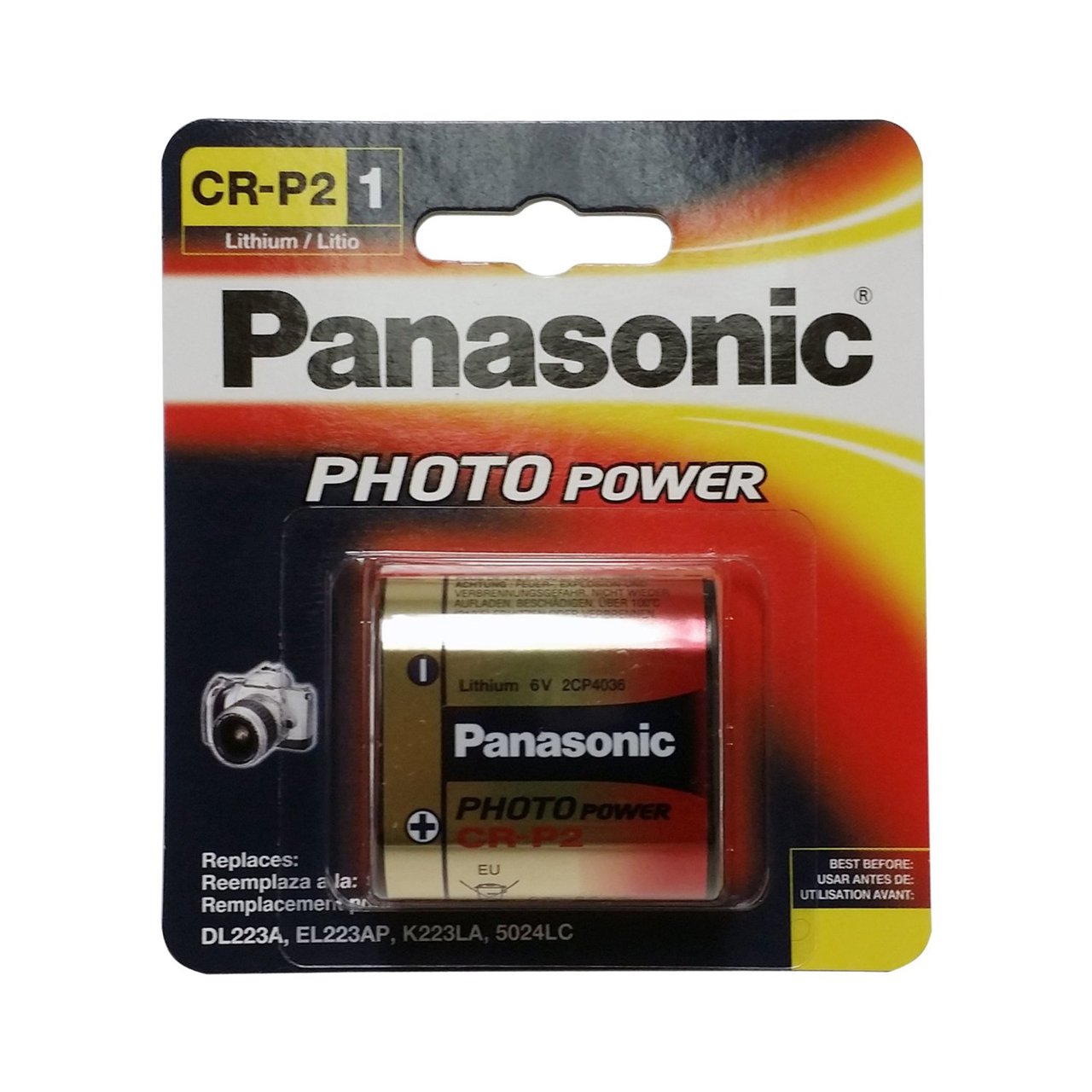 Panasonic CR-P2PA/1B Photo Power CR-P2 Lithium Battery  1 Pack (Gold) + FREE SHIPPING