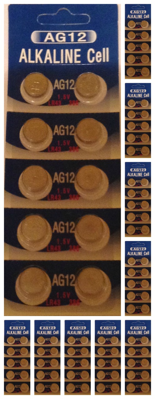 AG12 / LR43 Alkaline Button Watch Battery 1.5V - 100 Pack - FREE SHIPPING