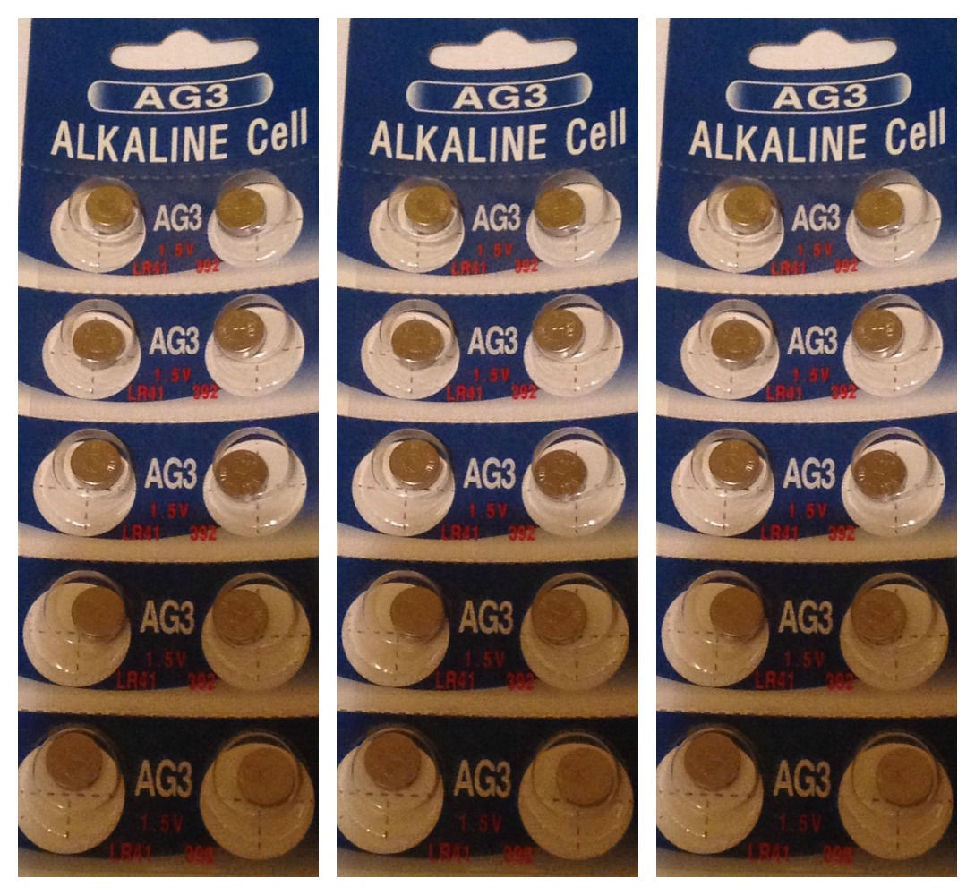 AG3 / LR41 Alkaline Button Watch Battery 1.5V - 30 Pack - FREE SHIPPING