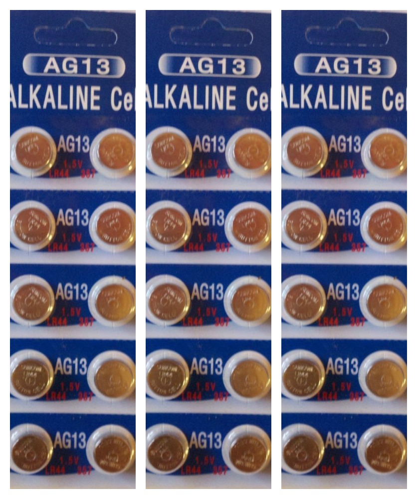 AG13 / LR44 Alkaline Button Watch Battery 1.5V - 30 Pack - FREE SHIPPING